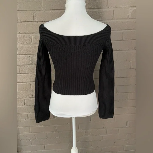 H&M NWT black cropped off shoulder sweater XS - Picture 11 of 15